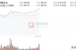 顺鑫农业涨幅达7.06%，股价60.06元