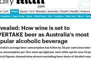 葡萄酒将取代啤酒，成为澳洲最喜欢的酒精饮品