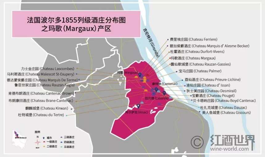 波尔多1855列级酒庄分布图之玛歌