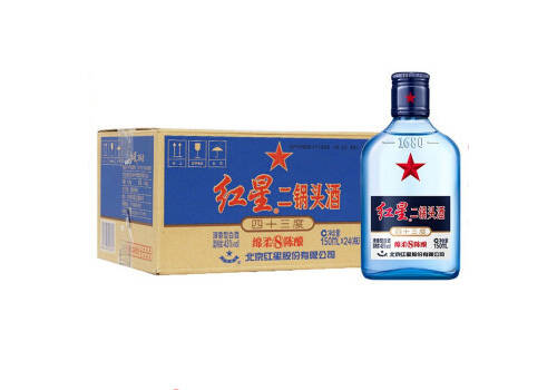 43度北京红星二锅头酒绵柔八年陈酿150mlx24瓶整箱价格？