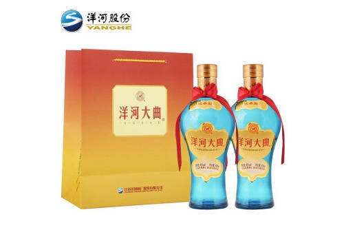 42度江苏洋河大曲新天蓝浓香型白酒500mlx2瓶礼盒装价格多少钱？