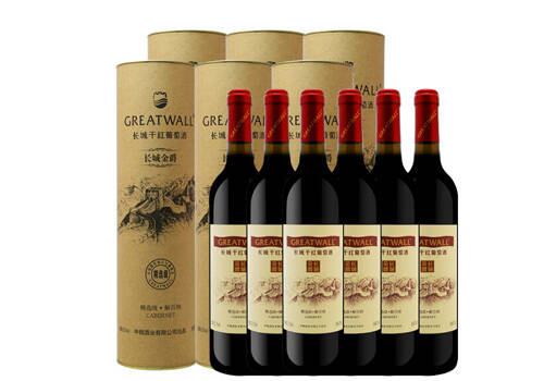国产长城GreatWall金爵精选级赤霞珠干红葡萄酒圆筒750ml6瓶整箱价格多少钱？