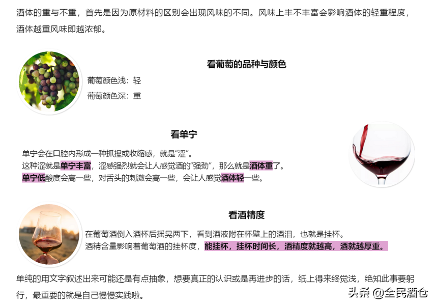 来聊聊有轻重的酒体