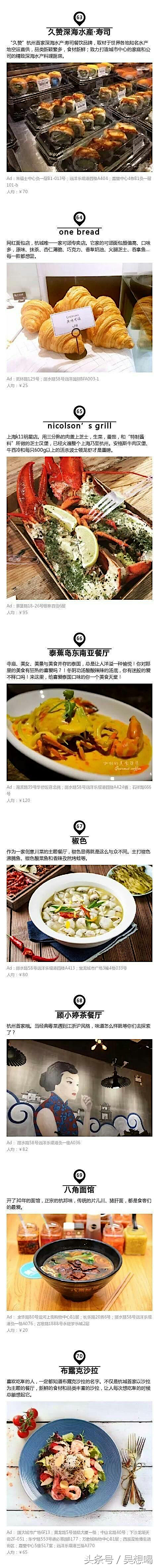 美食排行｜17年杭州最火的美食餐厅排名Top70！（带地址简介人均