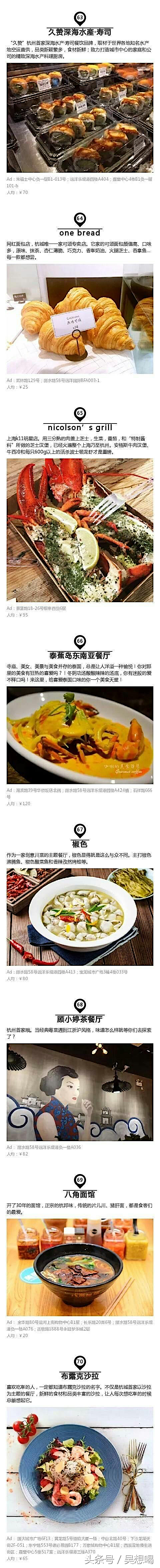 美食排行｜17年杭州最火的美食餐厅排名Top70！（带地址简介人均